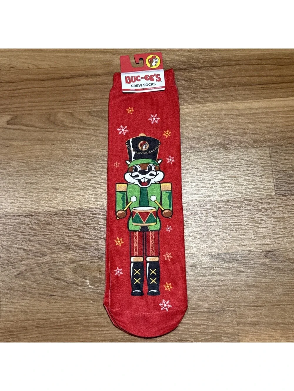 Buc-ees Nutcracker Socks Unisex OS Red Crew Christmas Stocking Stuffer Texas